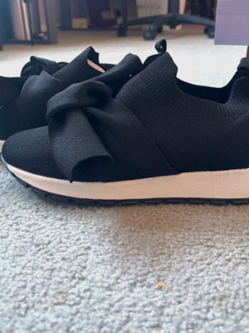 Bernie Mev Serenus Women's 8 Black Slip On Knit Sneaker Bow Memory Foam New